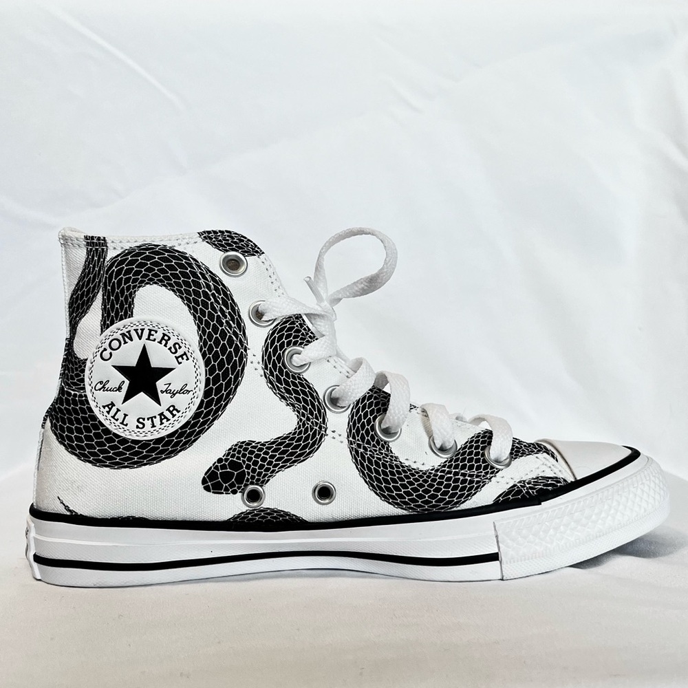NEW Converse Chuck Taylor All Star High-Top Snake Custom White Black size 7.5 🐍